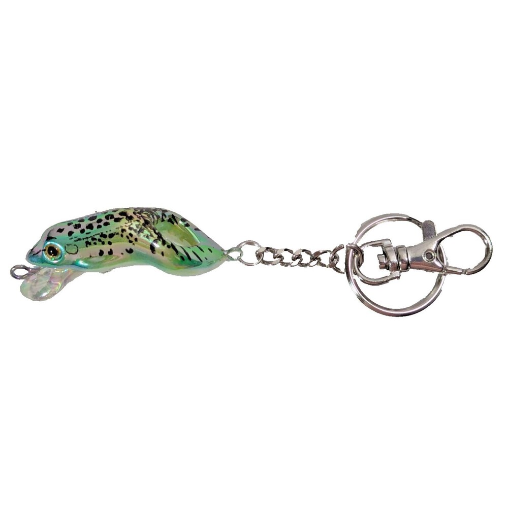 Blue Spotted Frog Metal Fishing Lure Keychain 2-Inch Fisherman Gift NEW